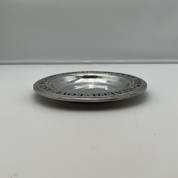 Vintage Wilton Health Love and Wealth and Time To Enjoy Them Pewter Plate / Bowl - Picture 9 of 16
